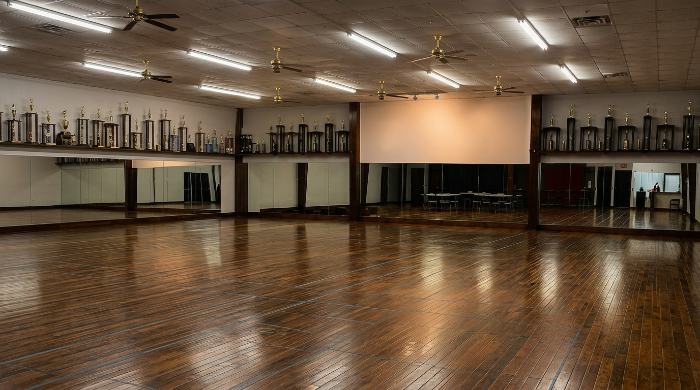 The Rec Room interior — wood-floor training space in Mandeville, LA